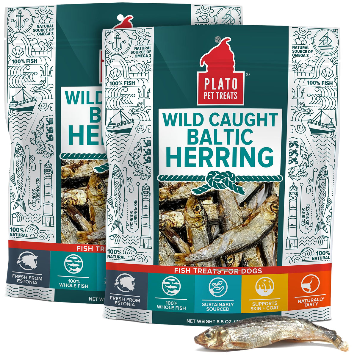 Plato Single Ingredient Wild-Caught Baltic Herring Dog - 8.5 oz