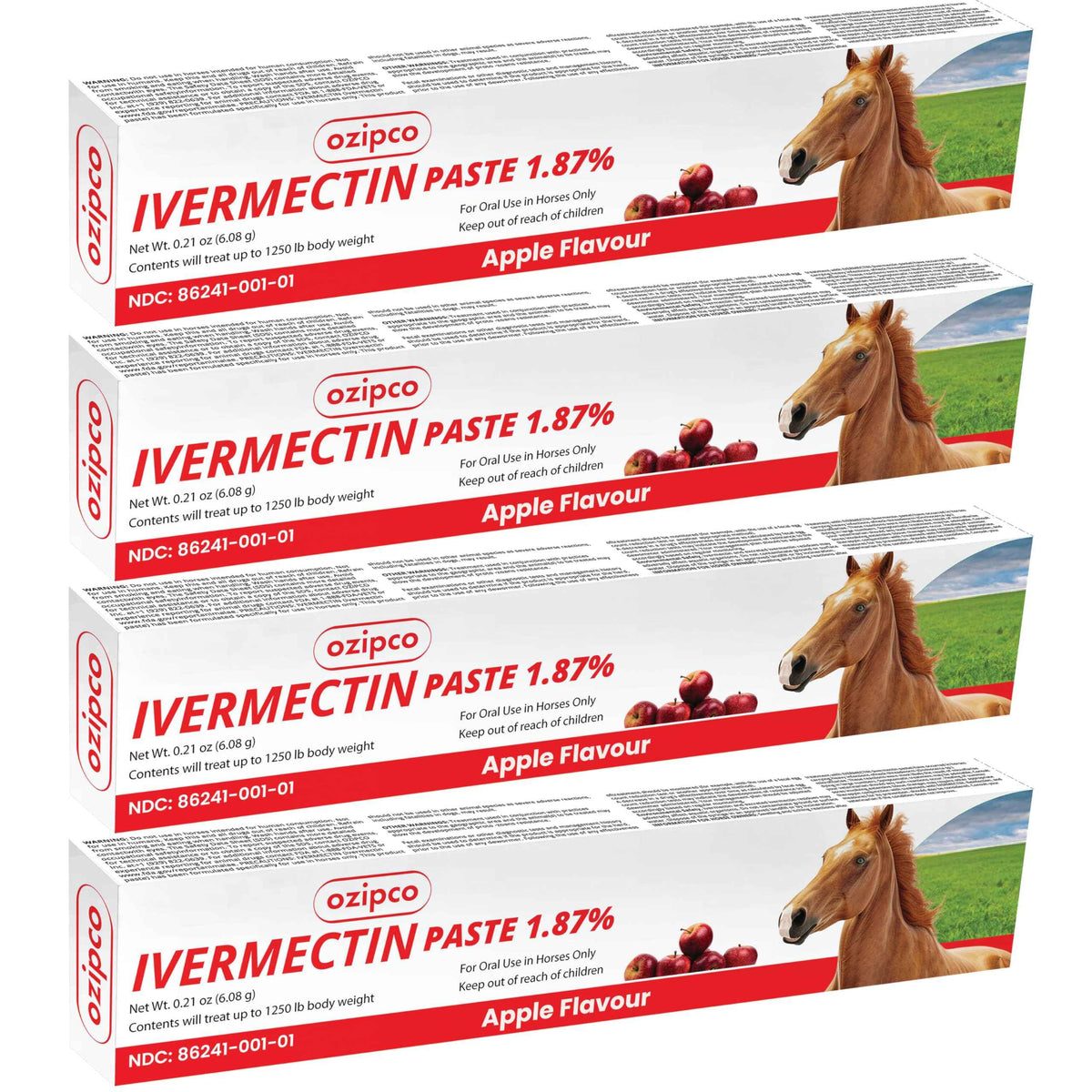 Ivermectin Horse Paste 1.87% - Apple Flavor - 6.08g Syringe for Equine Use Only Up to 1250 LB