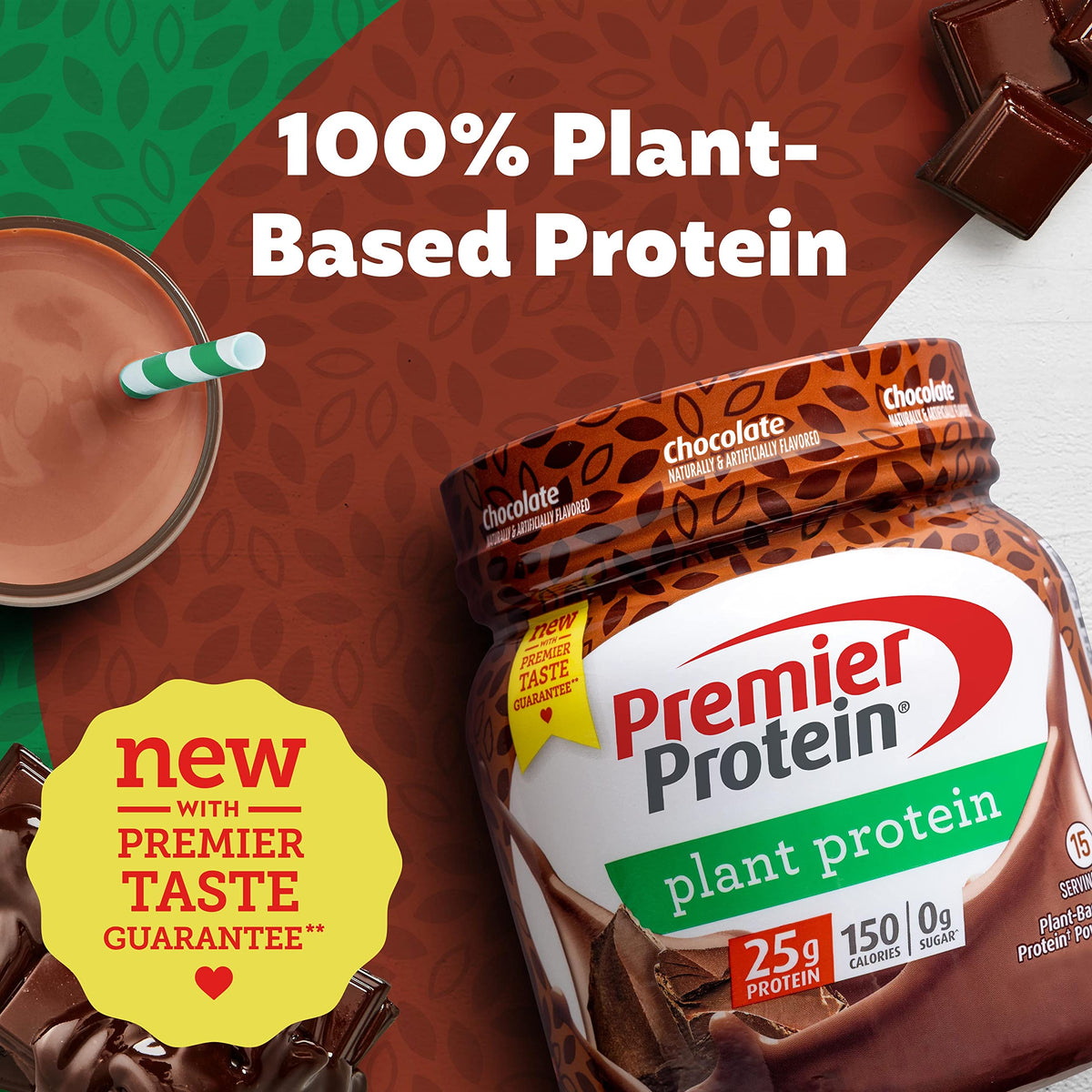 Premier Protein Powder Plant Protein, Chocolate, 25g Plant-Based Protein, 0g Sugar