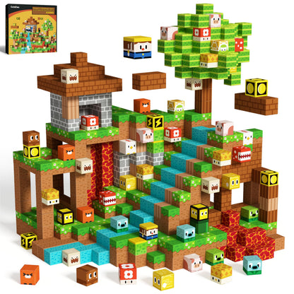 GobiDex 200PCS Magnetic Blocks Game-Based Building Toys for 3+ Years Old Boys Girls, Magnets Toys STEM Sensory Gift for Kids