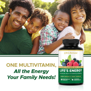 Life's Energy Advanced Daily Multivitamin for Men & Women, Energy and Immune Support Supplement with Super Greens, Antioxidants, Enzymes Life's Fortune