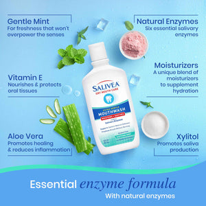 SALIVEA Dry Mouth Mouthwash - Soothing Mint Mouthwash with Natural Salivary Enzymes - Breath Freshener & Dry Mouth Care