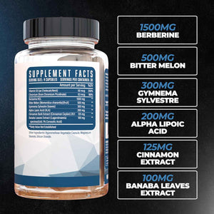 Utilize Glucose Disposal Agent (GDA), Carb Blocker & Nutrient Partitioner, Support Healthy Metabolic Function with 1.5g Berberine, 500mg Bitter Melon, 125mg Cinnamon & More (120 Capsules)