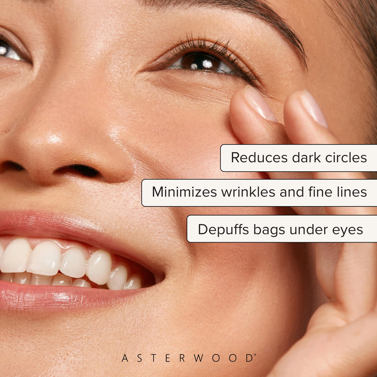 Asterwood Hyaluronic Acid Eye Serum with Matrixyl 3000 & Caffeine - Under Eye Treatment for Dark Circles, Bags & Wrinkles (0.5 Fl Oz)