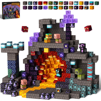GobiDex Magnetic Blocks Building Toys STEM Sensory Toys for 3+ Year Old Boys Girls, Game-Based Build Magwonder Cave World with Zomblock, Magnet Construction Gift for Birthday