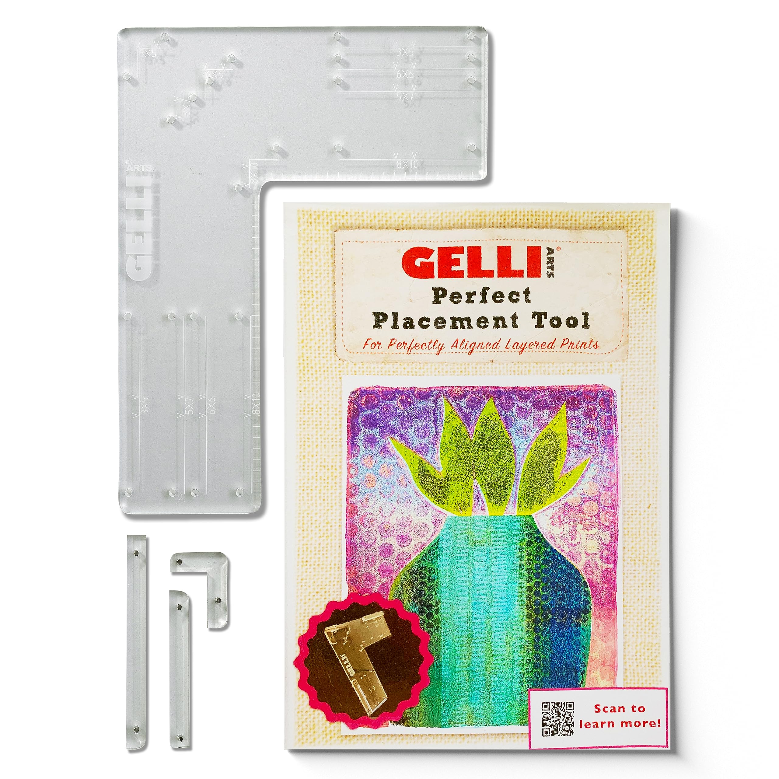 Gelli Arts 5 X 7 Printmaking Positioner Mini Placement Tool - Paper Positioning Tool Gel Printing Plate, Clear Acrylic Alignment Device, Art Gadget for Gel Printing