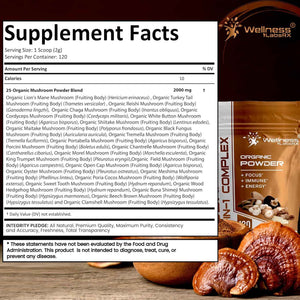 WELLNESS LABSRX Mushroom Powder 2000mg - Mushroom Coffee Blend 5500mg - Bundle