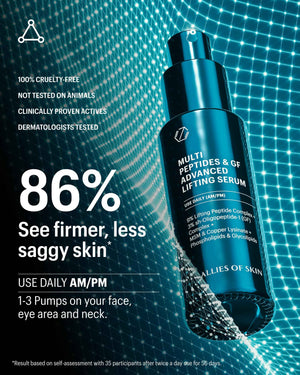 Allies of Skin Multi Peptides & Growth Factor Collagen Boosting Face Serum - Skin Tightening Anti-Aging Complex with 9% Peptides - Firms Sagging Skin & Visibly Reduces Wrinkles (1 oz)