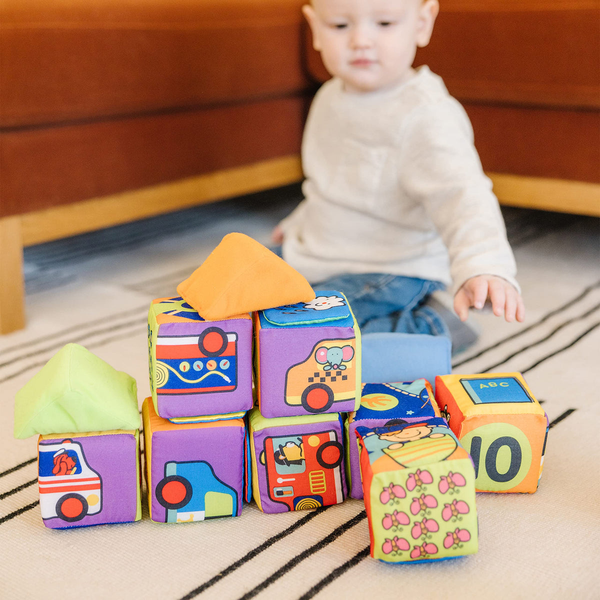 Melissa & Doug K's Kids Match and Build Soft Blocks Set