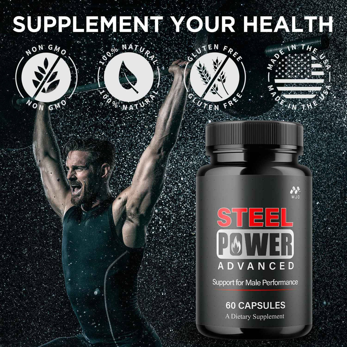 Steel Power Capsules, Official Steel Power for Men with All Natural Ingredients, Advanced SteelPower Men's Health and Wellness Vitamin Formula Pills with Maximum Strength Multivitamins (60 Capsules)