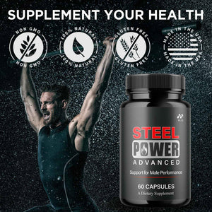 Steel Power Capsules, Official Steel Power for Men with All Natural Ingredients, Advanced SteelPower Men's Health and Wellness Vitamin Formula Pills with Maximum Strength Multivitamins (60 Capsules)