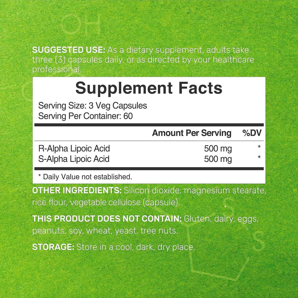 Alpha Lipoic Acid 1,000mg, 180 Veggie Capsules - 50/50 R-ALA & S-ALA for Max Bioavailability - Antioxidant Supplement - Energy & Nervous System Support - Non-GMO