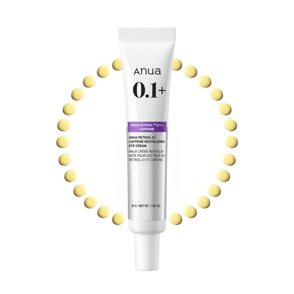 Anua retinol 0.1 caffeine revitalizing eye cream for dark circles puffiness and fine lines korean skincare 1.05 fl oz