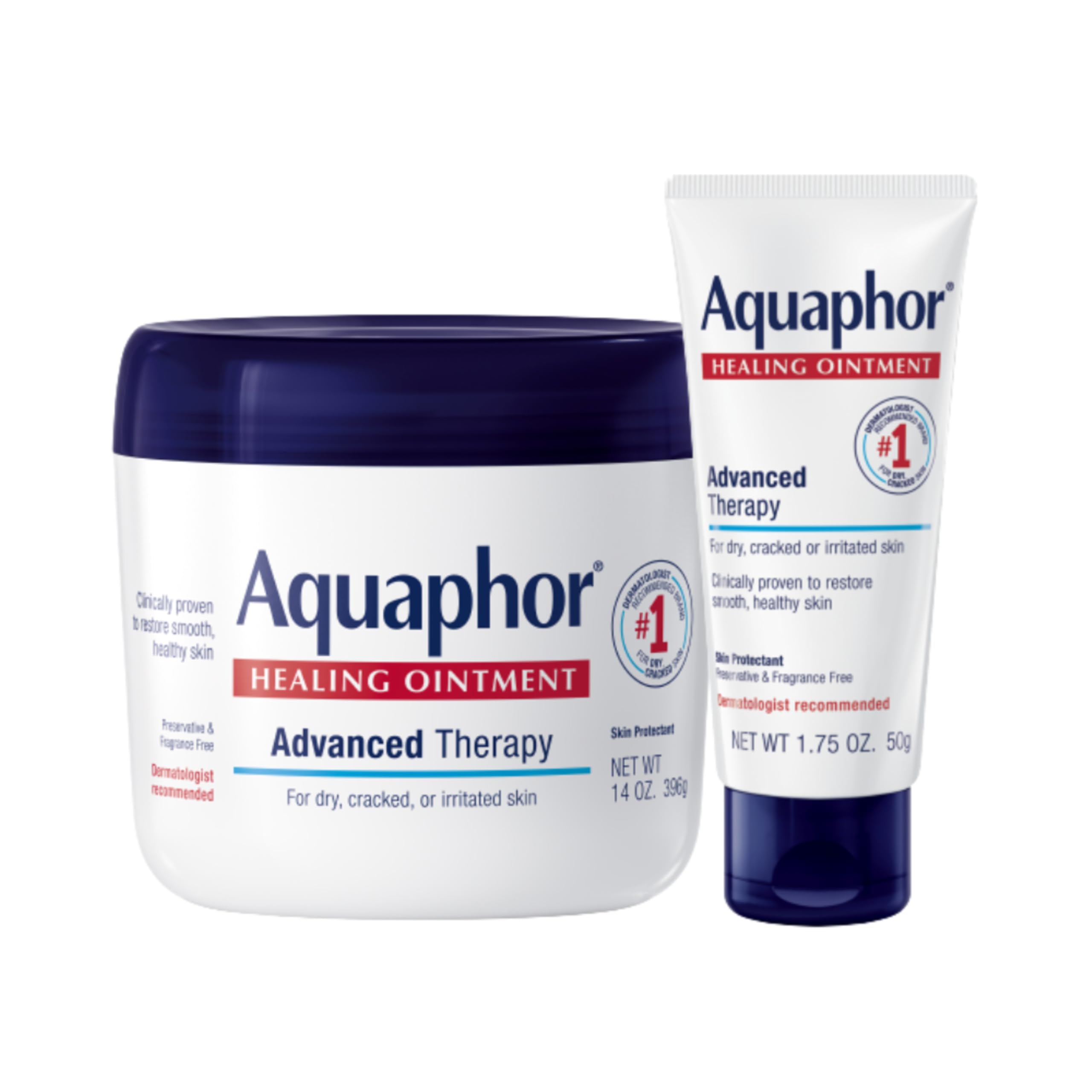 Aquaphor Healing Ointment Advanced Therapy Set 14 oz jar and 1.75 oz tube