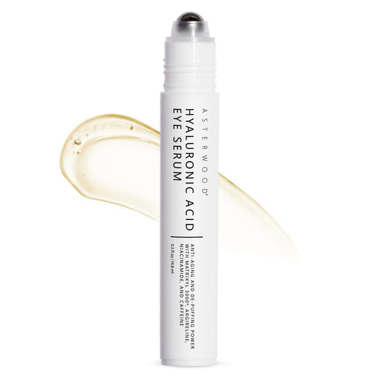 Asterwood Hyaluronic Acid Eye Serum with Matrixyl 3000 and Niacinamide for smoothing fine lines and crow's feet.