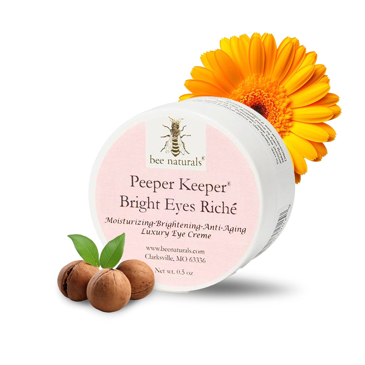 Bee Naturals Peeper Keeper Bright Eyes Riche eye cream with peptides wheat germ sesame oil and calendula for fine lines