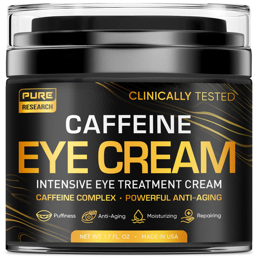 Large 1.7oz jar of Caffeine Eye Cream – a potent formula for tightening skin and reducing under-eye puffiness.