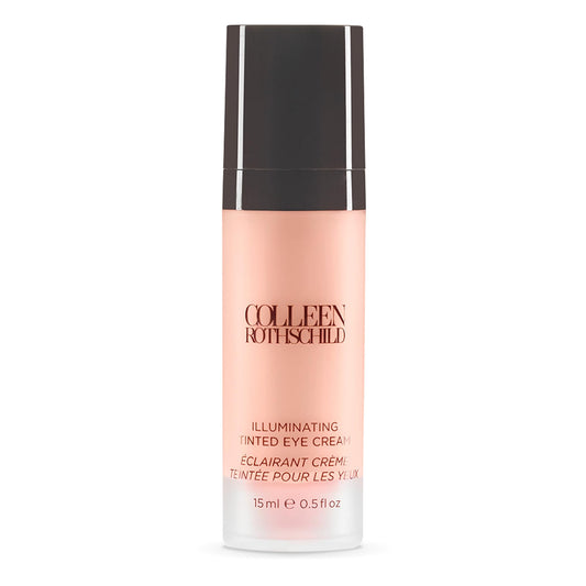 A 0.5 fl oz jar of Colleen Rothschild Illuminating Tinted Eye Cream, featuring a peach-tinted formula for instant brightening.