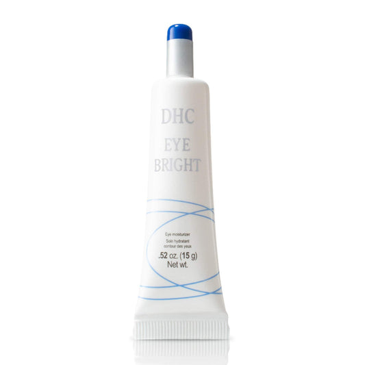 Tube of DHC Eye Bright, a clear and lightweight brightening eye gel for daily use.