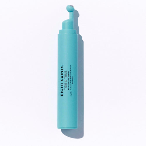 Eight Saints Tide & True Peptide Eye Serum bottle with a cooling metal roller ball applicator.