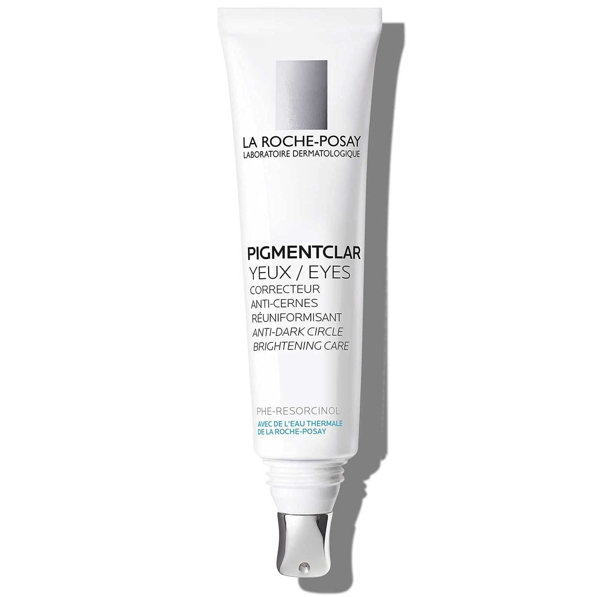 La Roche-Posay Pigmentclar Eye Cream tube with a cooling metal applicator for dark circles.