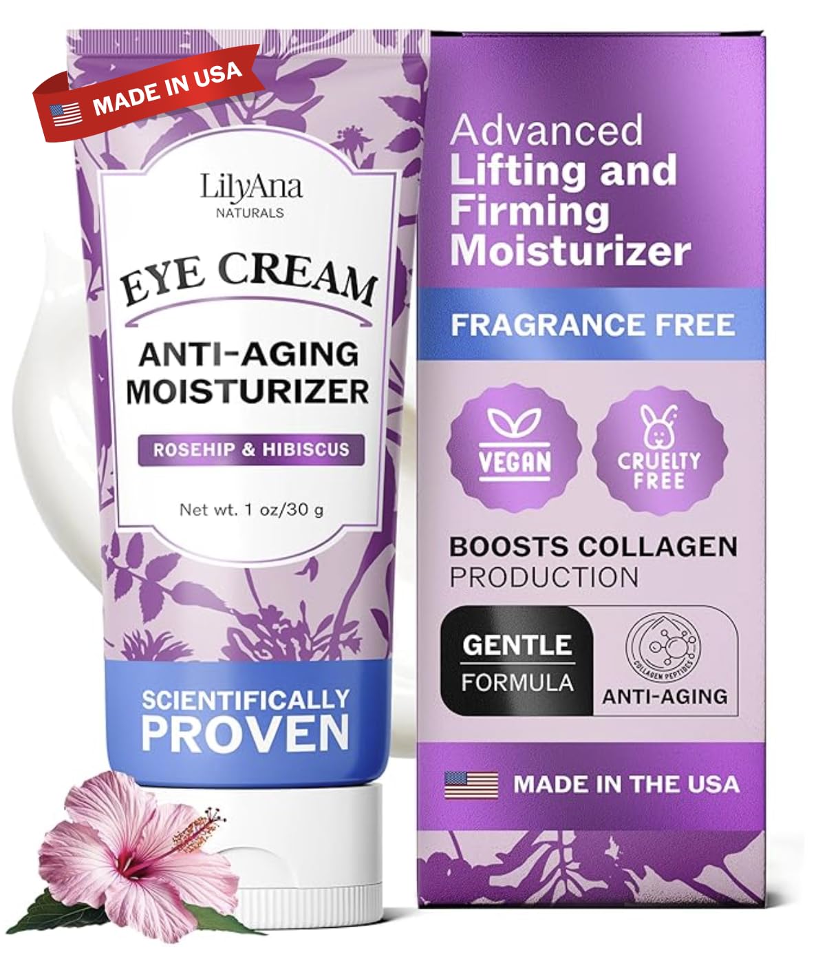 LilyAna Naturals 1.0 oz Pump Bottle Eye Cream for hygienic application and wrinkle repair.