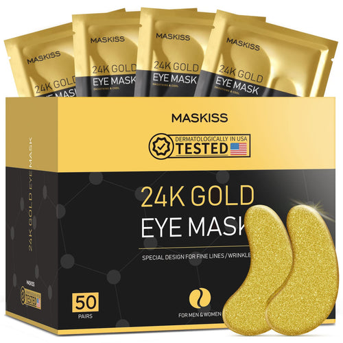Bulk Box of 50 Pairs Maskiss 24k Gold Under Eye Patches - Professional Collagen Eye Treatment