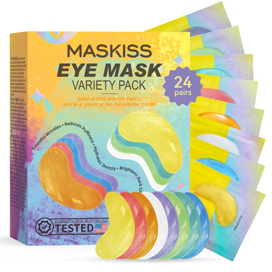 Maskiss Variety Pack of 24 Pairs Under Eye Patches in 8 Vibrant Colors