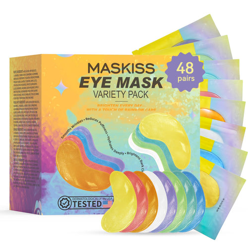 Maskiss 48 Pairs Variety Pack Eye Masks - 8 Different Colors and Formulas for Under Eye Treatment