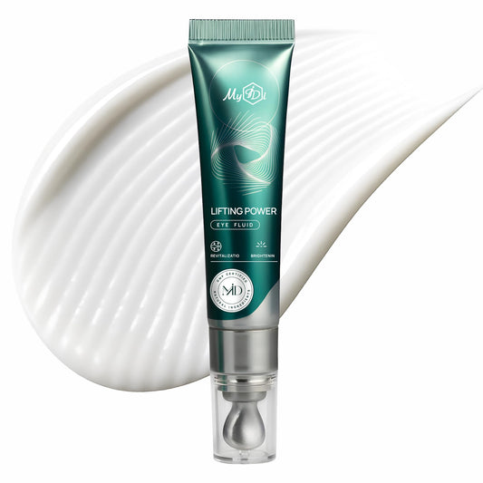 MyIDi Rejuvenating Anti-Aging Eye Serum tube, 15ml, highlighting the 5-Peptide complex and Ceramide for eye lifting and wrinkle treatment.