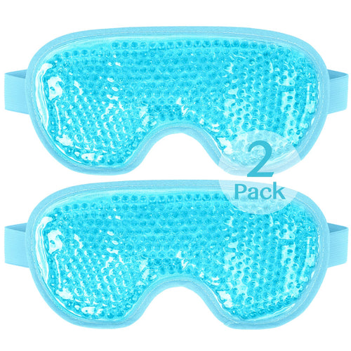 NEWGO cooling eye mask blue 2 pack cold ice pack for puffy eyes dark circles headache and stress relief