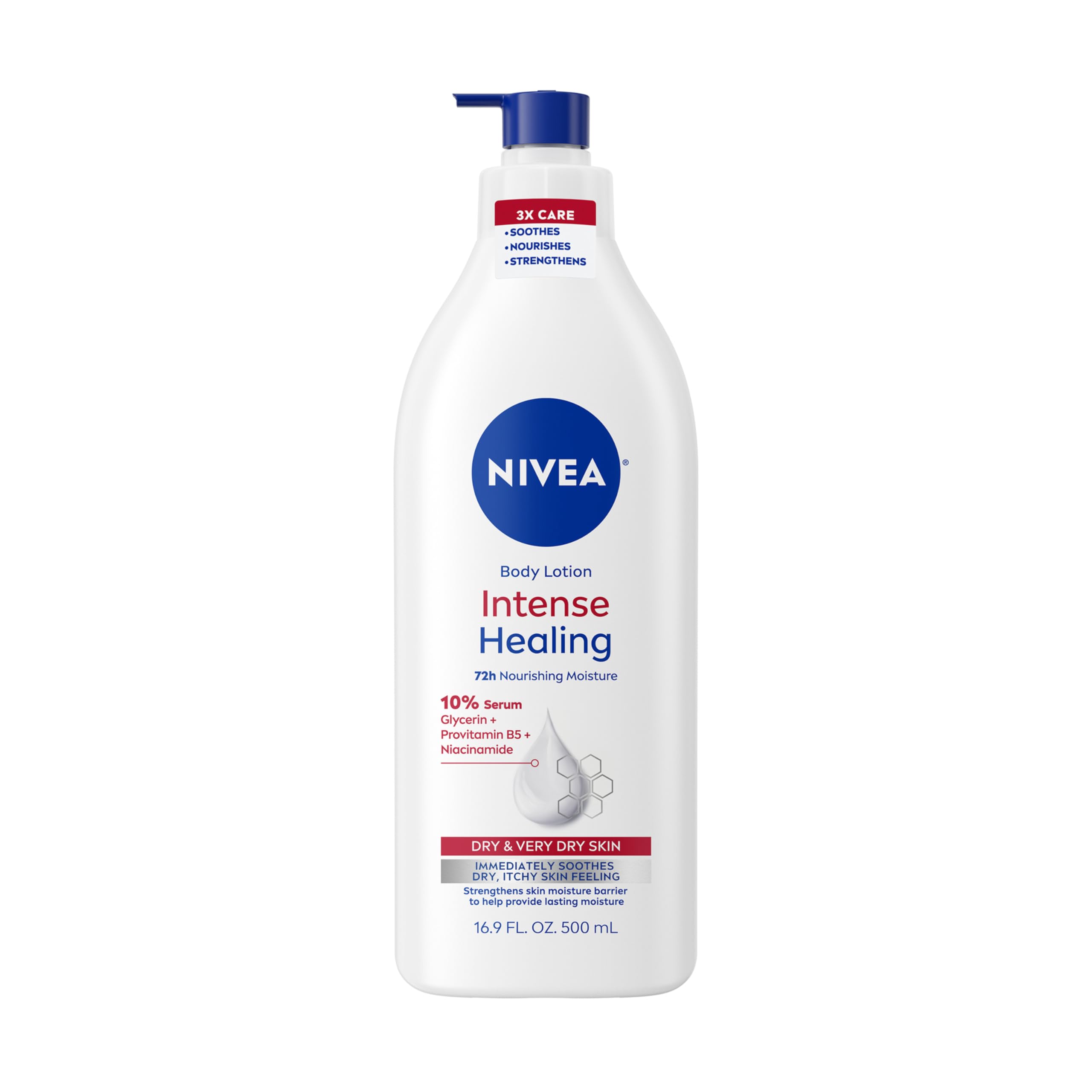 Nivea Intense Healing body lotion bottle on a white background