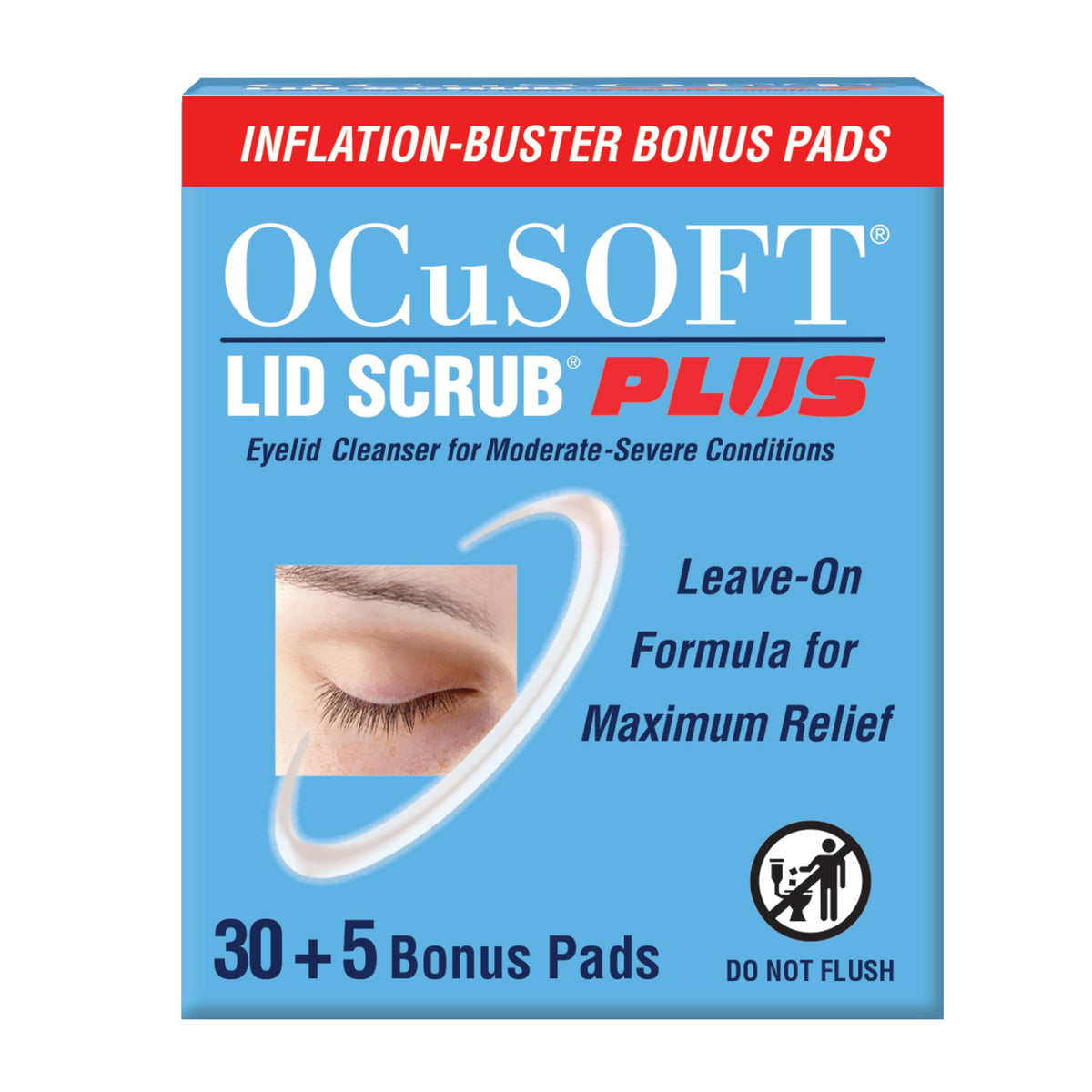 OCuSOFT Lid Scrub PLUS 35 Count Pre-Moistened Eyelid Wipes - Extra Strength Leave-On Formula