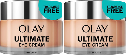 Two 13ml pots of Olay Eyes Ultimate Eye Cream for dark circle and wrinkle correction.