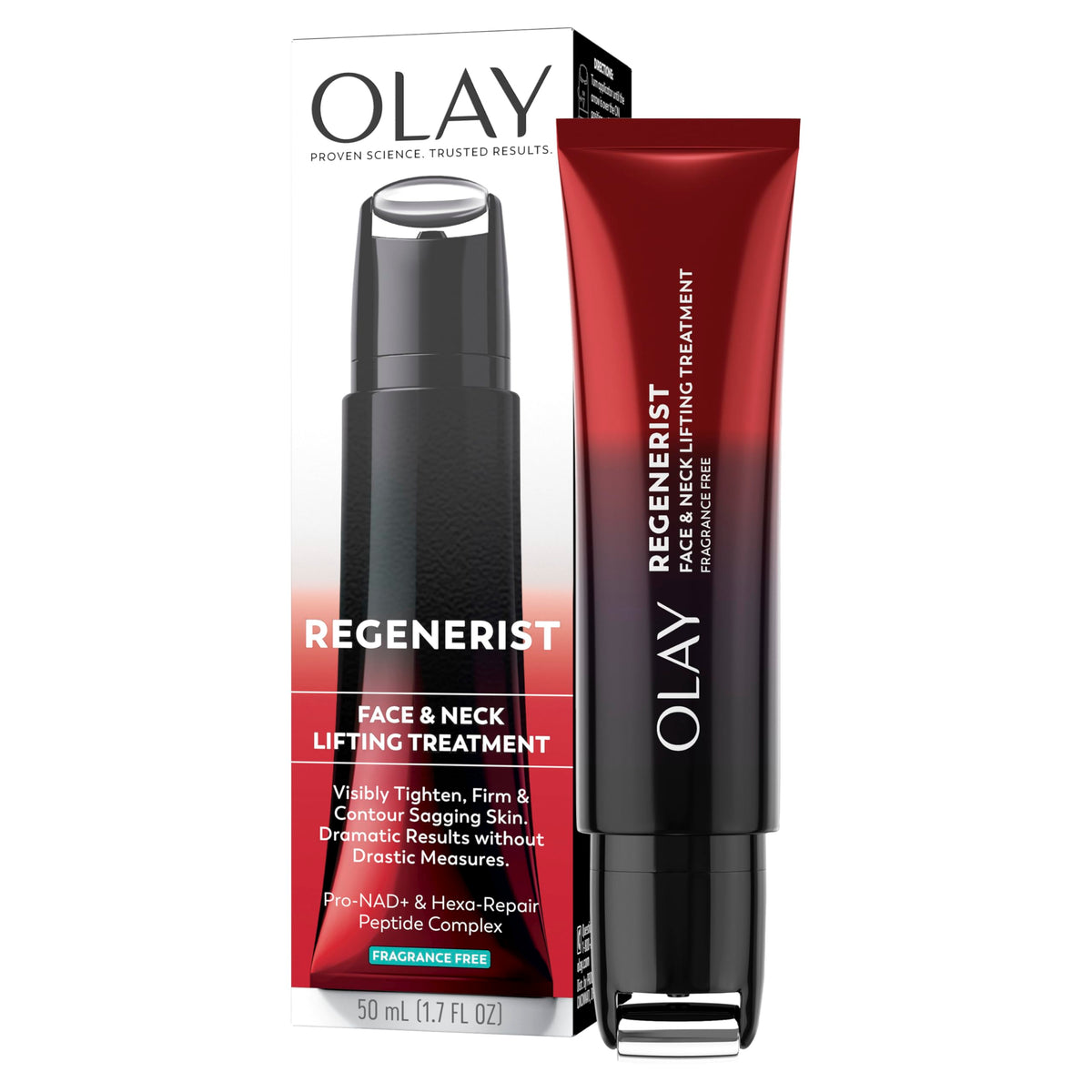 Olay Regenerist neck and face roller firming neck cream anti aging moisturizer with Hexa Repair complex and NAD plus 1.7 oz