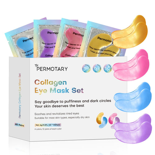 Permotary 40 Pairs Value Pack of Collagen Crystal Eye Masks, featuring 80 gel patches for long-term eye skin rejuvenation.