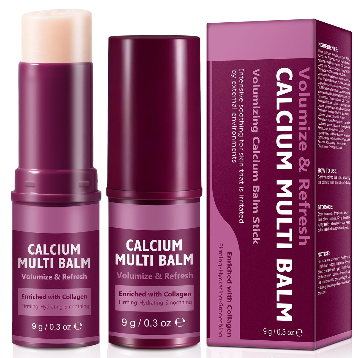 QYQIZWIA Calcium Multi Balm Stick, a portable Korean skincare solution for anti-aging and hydration on the face, neck, and lips.