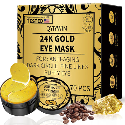 Qyiywim 24k gold under eye patches eye gel pads for dark circles puffiness and eye bags treatment