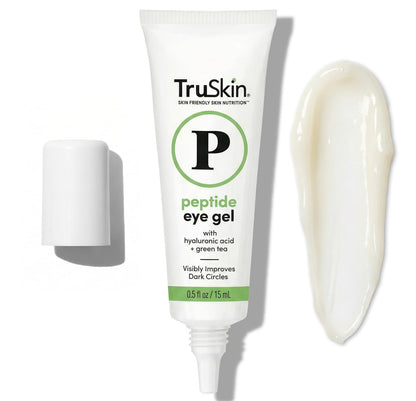 0.5 Fl Oz bottle of TruSkin Peptide Eye Cream Gel for hydrating and smoothing dark circles and fine lines.