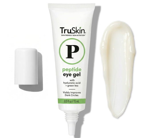 0.5 Fl Oz bottle of TruSkin Peptide Eye Cream Gel for hydrating and smoothing dark circles and fine lines.