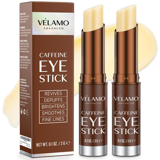 VELAMO advanced caffeine eye stick under eye balm for dark circles puffiness portable travel eye treatment