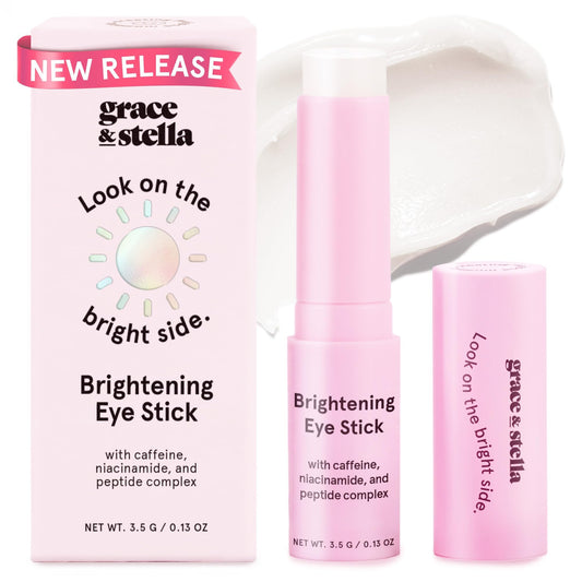 grace & stella Under Eye Brightener Balm Stick for instant eye brightening and depuffing.